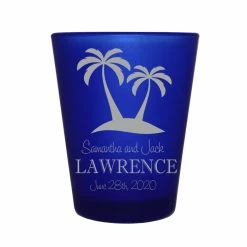 Coupon 😉 BarMan CUSTOMIZABLE - 1.5oz Blue Frosted Shot Glass - Palms 😀 -BarMan - shop 5114 palms blue fr web1 700x700