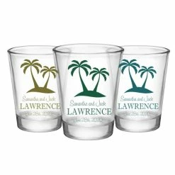 Best deal 🧨 BarMan CUSTOMIZABLE - 1.75oz Clear Wedding Shot Glass - Palm Trees 🧨
