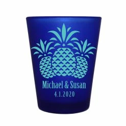Discount 🎉 BarMan CUSTOMIZABLE - 1.5oz Blue Frosted Shot Glass - Pineapples 💯