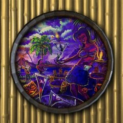 Flash Sale ❤️ BarMan Tiki Drink Wood Barrel Top Sign/Clock ???? -BarMan - shop BarrelTop StraightFlatView BT KC BARR CB DRNK 700x700