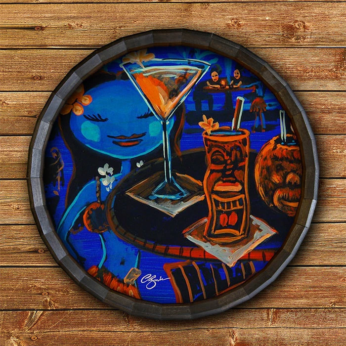 Best Pirce ⌛ BarMan Blue Hula Wood Barrel Top Sign/Clock ???? 4 Best Pirce ⌛ BarMan Blue Hula Wood Barrel Top Sign/Clock ???? - Image 4