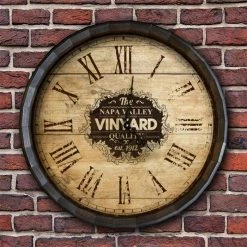 Best Pirce ???? BarMan Large Vineyard Roman Numeral Wood Barrel Top Clock ???? 7 Best Pirce ???? BarMan Large Vineyard Roman Numeral Wood Barrel Top Clock ???? -BarMan - shop BarrelTop StraightFlatView LG BARR CLOCK ROMAN 700x700