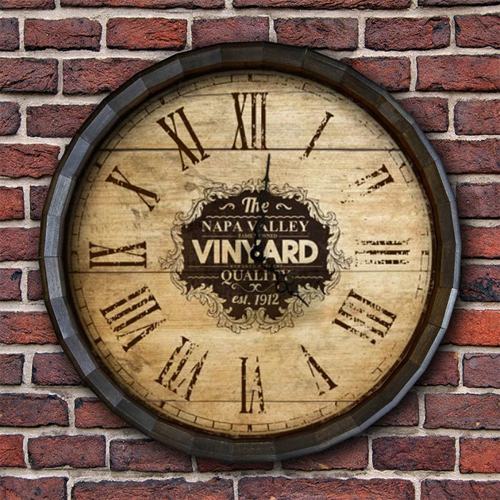 Best Pirce ???? BarMan Large Vineyard Roman Numeral Wood Barrel Top Clock ???? 4 Best Pirce ???? BarMan Large Vineyard Roman Numeral Wood Barrel Top Clock ???? - Image 4