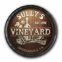 Budget 🛒 BarMan Custom Wood Barrel Top Sign – Vineyard ⭐