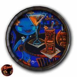Best Pirce ⌛ BarMan Blue Hula Wood Barrel Top Sign/Clock 🤩