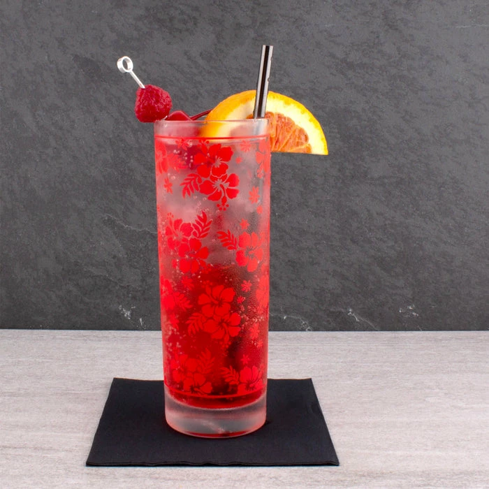 Outlet 👍 BarMan BARCONIC® COLLINS GLASS - RED HIBISCUS PATTERN - 9.5 OUNCE 🔥 2 Outlet 👍 BarMan BARCONIC® COLLINS GLASS - RED HIBISCUS PATTERN - 9.5 OUNCE 🔥 - Image 2