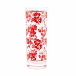Outlet 👍 BarMan BARCONIC® COLLINS GLASS - RED HIBISCUS PATTERN - 9.5 OUNCE 🔥