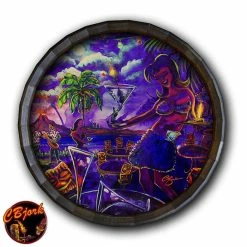 Flash Sale โค๏ธ BarMan Tiki Drink Wood Barrel Top Sign/Clock ๐