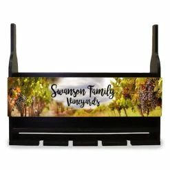 Deals 🎁 BarMan CUSTOMIZABLE Wall Mounted Wine Bottle & Glass Hanging Shelf W/ Vineyard Plaque 😉