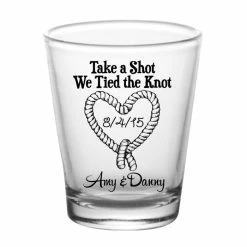 New 🛒 BarMan CUSTOMIZABLE - 1.75oz Clear Shot Glass - Tied The Knot 🔔