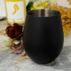 Alternative view of Promo ???? BarMan Stemless Stainless Steel Wine Glass - Matte Black - 17 Oz. ????