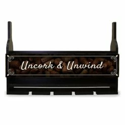 Best deal 🎁 BarMan Wall Mounted Wine Bottle & Glass Hanging Shelf W/ Uncork & Unwind Plaque 🔔