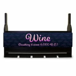 Cheap ⭐ BarMan Wall Mounted Wine Bottle & Glass Hanging Shelf W/ Grapes Crushing It Plaque ❤️