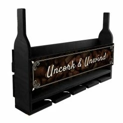 Best deal 🎁 BarMan Wall Mounted Wine Bottle & Glass Hanging Shelf W/ Uncork & Unwind Plaque 🔔 -BarMan - shop customizable mounted wine glass hanging shelf side corks white bg 800x800 700x700