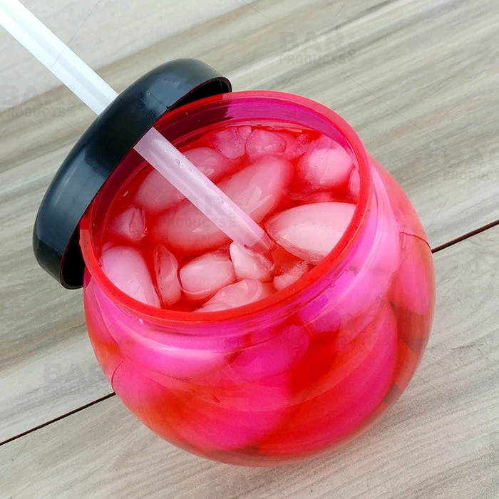 Wholesale ✨ BarMan BarConic® Pink Fishbowl Plastic Drinkware - 20 Ounce - With Lid And Straw 👍 2 Wholesale ✨ BarMan BarConic® Pink Fishbowl Plastic Drinkware - 20 Ounce - With Lid And Straw 👍 - Image 2