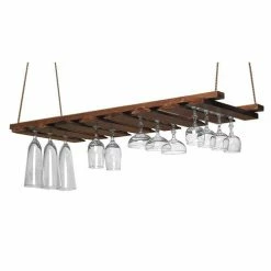 Buy 🎁 BarMan Glass Rack - 14" X 35" - Walnut Wood 😀