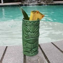 Promo ⌛ BarMan BarConic® Tiki Drinkware – Growl – 12oz. 🎁 -BarMan - shop growl ceramic tiki mug green cup 1 700x700
