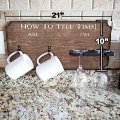 Promo 😍 BarMan "How To Tell Time" Coffee Mug And Wine Glass Holder - Rustic Background (Hardware Included) 🤩 -BarMan - shop how to tell time mug wine glass holder sign rack rustic size dimensions ff86da0c 98a0 4427 bf99 9be61fa0d6a1 700x700