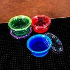 Flash Sale 🛒 BarMan Jello Shot Cups W/Lids - Multi Color - 2 Ounce - 50 Pack ⭐ -BarMan - shop jello shot cups scene2 700x700