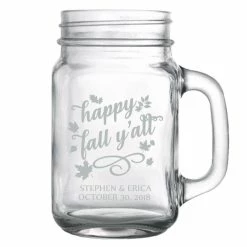 Hot Sale 🔥 BarMan CUSTOMIZABLE - 16oz Mason Jar With Handle - Happy Fall Y'all ✨