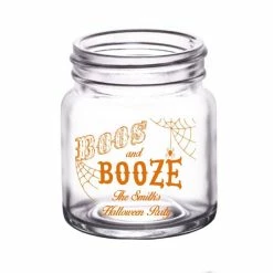 New ⌛ BarMan CUSTOMIZABLE - 2oz Clear Mini Mason Jar Shot Glass - Boos & Booze ✔️ -BarMan - shop lg gw mm boos ayn halloween boos booze custom mason jar 3 700x700