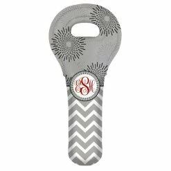 Buy ⭐ BarMan CUSTOMIZABLE Wine Tote - Monogram Design - Gray Sunburst // Chevron 🧨
