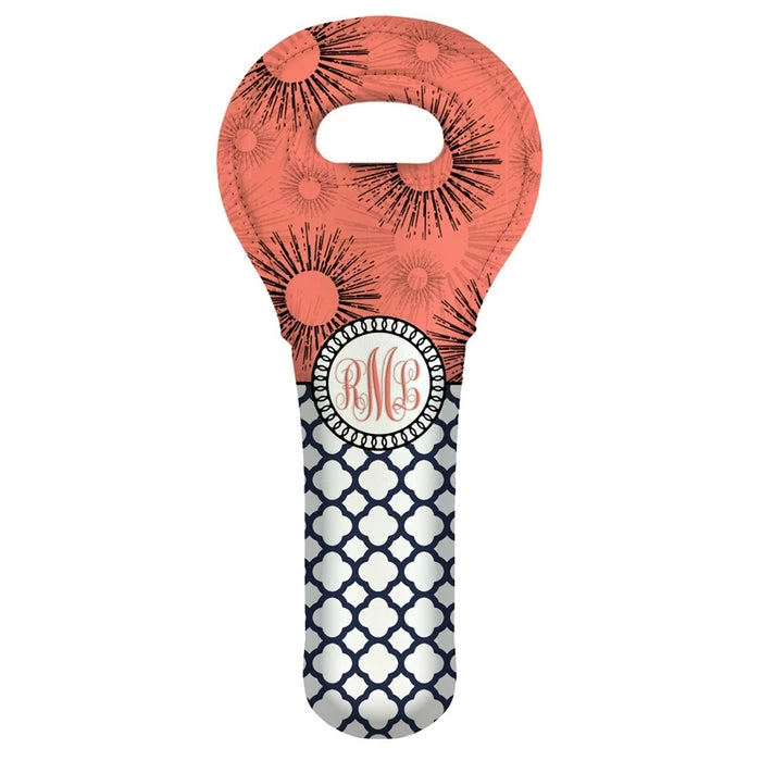 Best deal ???? BarMan CUSTOMIZABLE Wine Tote - Monogram Design - Pink Sunburst // Lattice Pattern ✨ 1 Best deal ???? BarMan CUSTOMIZABLE Wine Tote - Monogram Design - Pink Sunburst // Lattice Pattern ✨