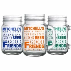 Best Pirce 😍 BarMan CUSTOMIZABLE - 16oz Mason Jar With Handle - Good Beer, Good Friends 😉 -BarMan - shop mason jars 16oz friends web 5 700x700