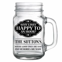 Hot Sale 🔔 BarMan CUSTOMIZABLE - 16oz Mason Jar With Handle - Happy Hour 🛒