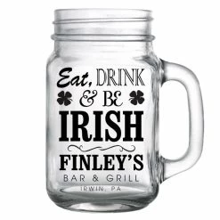 Flash Sale 👍 BarMan CUSTOMIZABLE - 16oz Mason Jar With Handle - Irish 👏