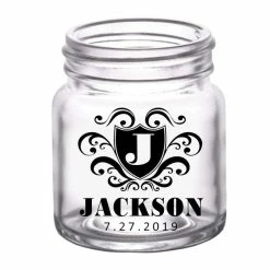 Wholesale 🎁 BarMan CUSTOMIZABLE - 2oz Clear Mini Mason Jar Shot Glass - Crest (Version 3) 🤩
