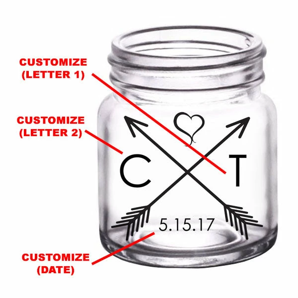 Promo 😍 BarMan CUSTOMIZABLE - 2oz Clear Mini Mason Jar Shot Glass - Arrow ✨ 2 Promo 😍 BarMan CUSTOMIZABLE - 2oz Clear Mini Mason Jar Shot Glass - Arrow ✨ - Image 2