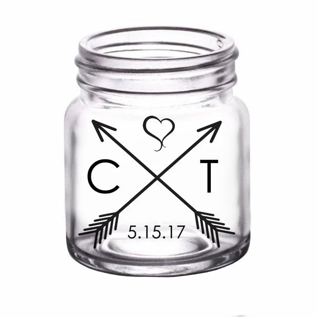Promo 😍 BarMan CUSTOMIZABLE - 2oz Clear Mini Mason Jar Shot Glass - Arrow ✨ 1 Promo 😍 BarMan CUSTOMIZABLE - 2oz Clear Mini Mason Jar Shot Glass - Arrow ✨