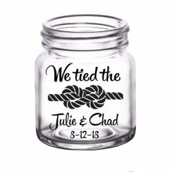 Deals 🛒 BarMan CUSTOMIZABLE - 2oz Clear Mini Mason Jar Shot Glass - Tied The Knot 😉