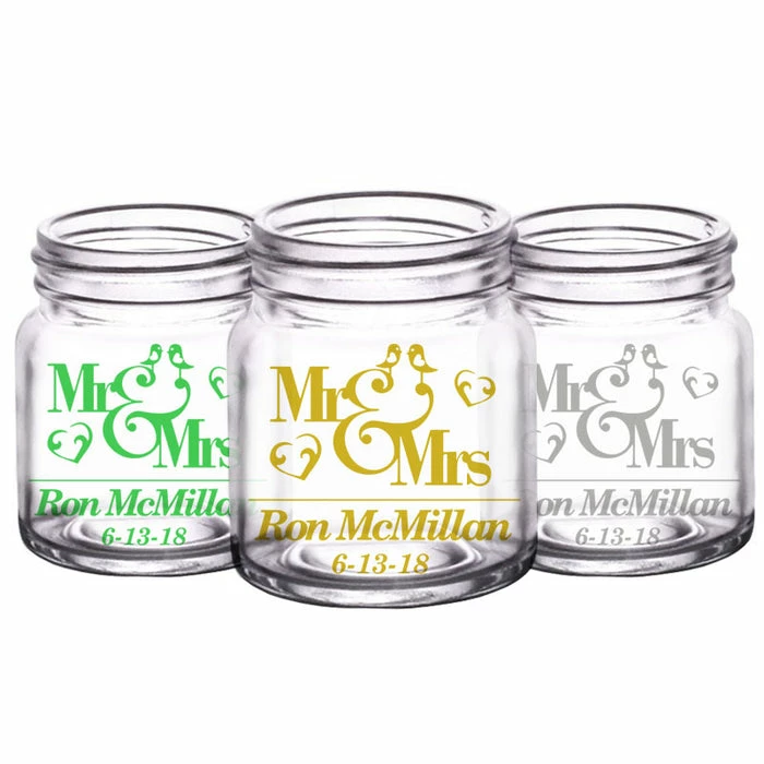 Flash Sale 😍 BarMan CUSTOMIZABLE - 2oz Clear Mini Mason Jar Shot Glass - Mr. And Mrs. 🎁 3 Flash Sale 😍 BarMan CUSTOMIZABLE - 2oz Clear Mini Mason Jar Shot Glass - Mr. And Mrs. 🎁 - Image 3