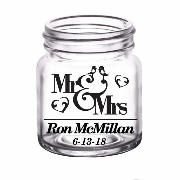 Flash Sale 😍 BarMan CUSTOMIZABLE - 2oz Clear Mini Mason Jar Shot Glass - Mr. And Mrs. 🎁 1 Flash Sale 😍 BarMan CUSTOMIZABLE - 2oz Clear Mini Mason Jar Shot Glass - Mr. And Mrs. 🎁