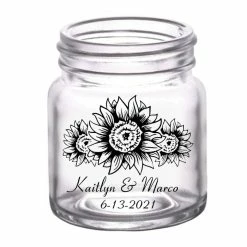 Brand new 👍 BarMan CUSTOMIZABLE - 2oz Clear Mini Mason Jar Shot Glass - Sunflower 🥰