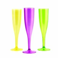 New 👏 BarMan 1 Piece Neon Pack Of Champagne Glasses - 12 Count - 5oz ❤️