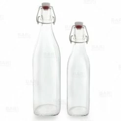 Hot Sale 🥰 BarMan Square Glass Bottle W/ Swing Top - Available In 1 Liter Or 17 Ounce ❤️