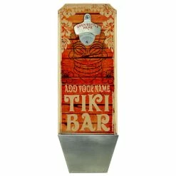 Flash Sale ✨ BarMan CUSTOMIZABLE Wall Mounted Wood Plaque Bottle Opener & Cap Catcher - Vintage Tiki Bar 🤩