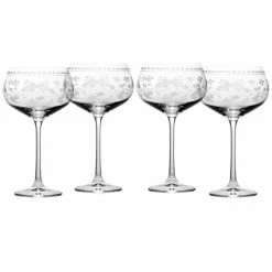 Promo ⭐ BarMan Vintage Floral Coupe Set 13.5 Oz - 4 Pack 😍