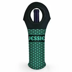 Budget ✔️ BarMan CUSTOMIZABLE Wine Bottle Tote W/ Black Handle - Floral Pattern (Color Options) 🌟 -BarMan - shop wine tote web bw ayn floral teal 700x700