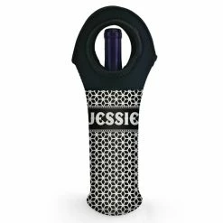 Budget ✔️ BarMan CUSTOMIZABLE Wine Bottle Tote W/ Black Handle - Floral Pattern (Color Options) 🌟 -BarMan - shop wine tote web bw ayn floral white 700x700