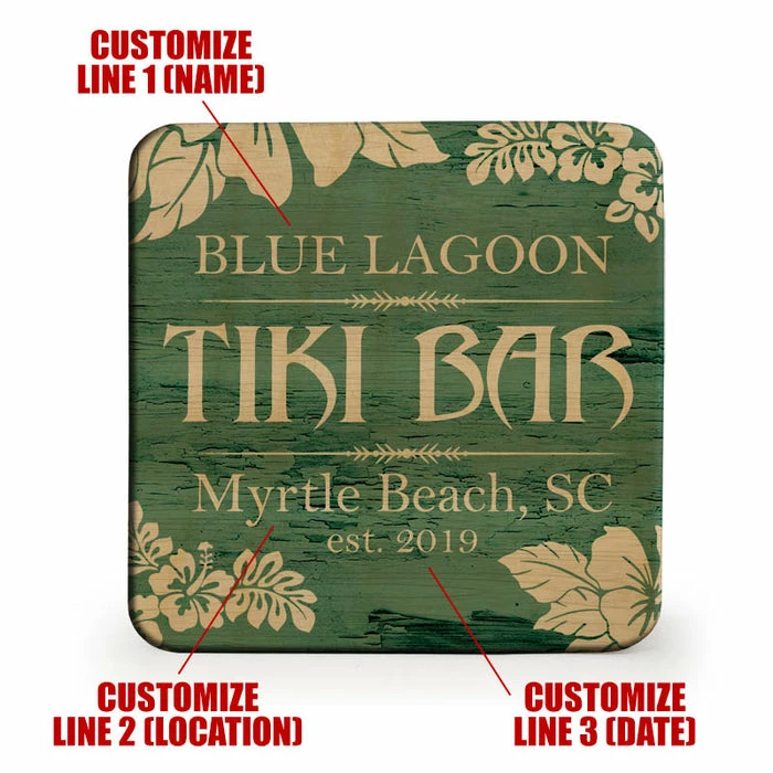 Brand new ⌛ BarMan Wooden Square Coasters - Customizable - Tiki Theme - Set Of 4 ???? 3 Brand new ⌛ BarMan Wooden Square Coasters - Customizable - Tiki Theme - Set Of 4 ???? - Image 3